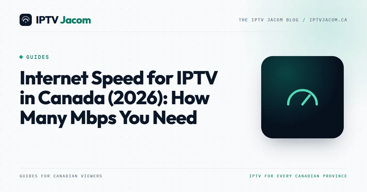 Speed test result on a laptop beside a TV playing live hockey: internet speed for IPTV in Canada