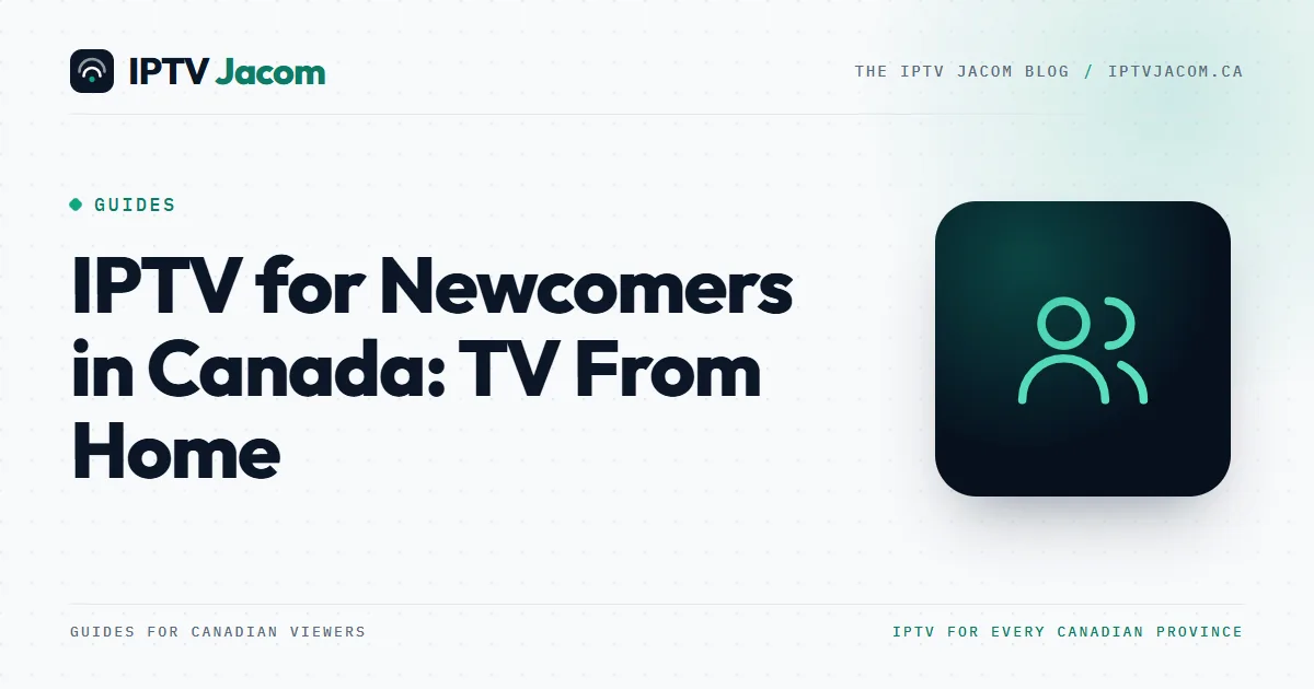 Family in a new Canadian apartment watching a home-country channel on a TV: IPTV for newcomers in Canada