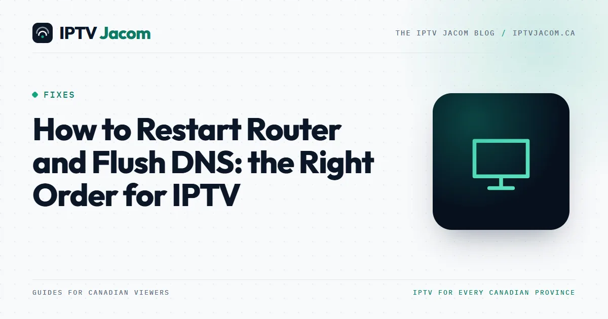 Modem and router with power cords unplugged beside a TV remote: how to restart router and flush DNS for IPTV